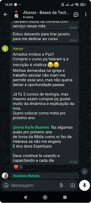Print de mensagem de aluna elogiando o curso (4 de 10)